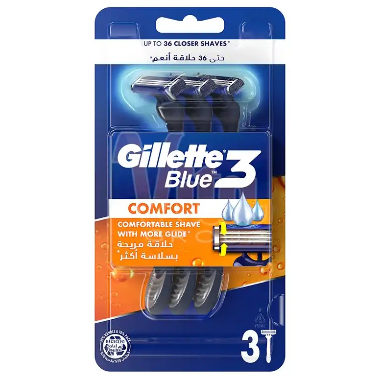 خود تراش 3 لبه ژیلت Gillette  مدل Blue 3 Comfort بسته 8 عددی